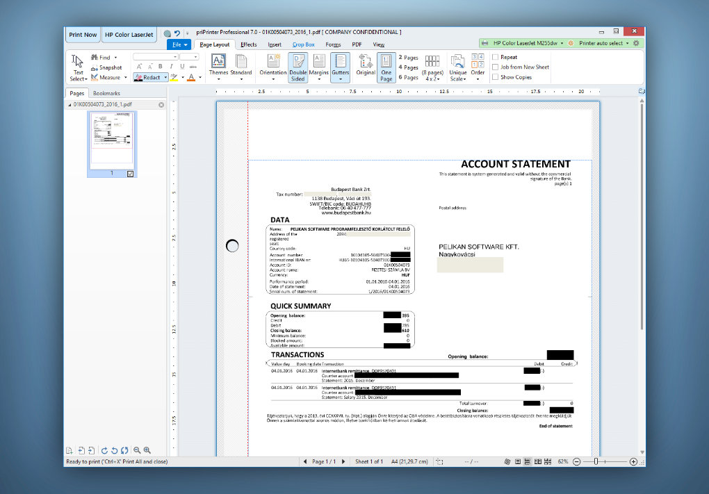 priPrinter 頁面佈局截圖